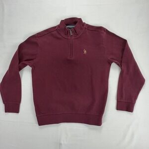 U.S. Polo Assn Mens Quarter Zip Pullover Sweater Burgundy Long Sleeve M